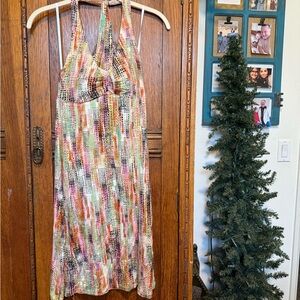 CAbi Vibrant Multicolor Halter Dress